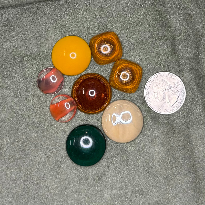 close up of cabochons