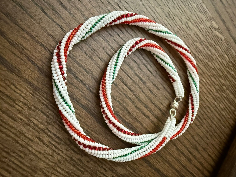 Class: Intermediate Beadweaving - Candy Cane Herringbone Necklace, December 9, 11:30 - 1:30
