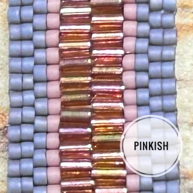 close up of a section of the bracelet that this kit makes in the kit color Pinkish